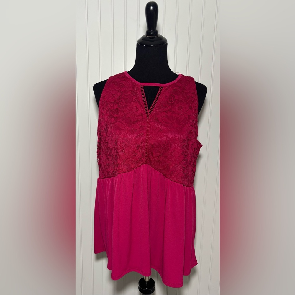 Torrid 0 Neck Keyhole Lace Babydoll Tank Top Size Large Boho Coquette Romantic